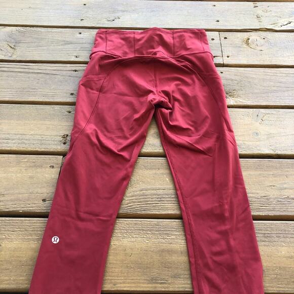Lululemon Fast & Free Crop II *Nulux 19" Dark Sport Red - Picture 5 of 7